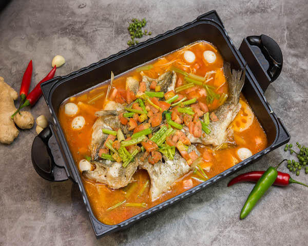 Grilled Fish In Tomato Soup Base