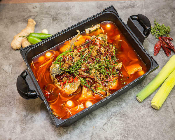 Grilled Fish In Spicy Chili Soup Base